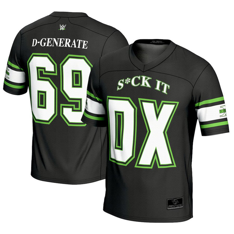 D-Generation X WWE ProSphere Football Fashion Jersey – Black (USA Stock) - UKASSNI