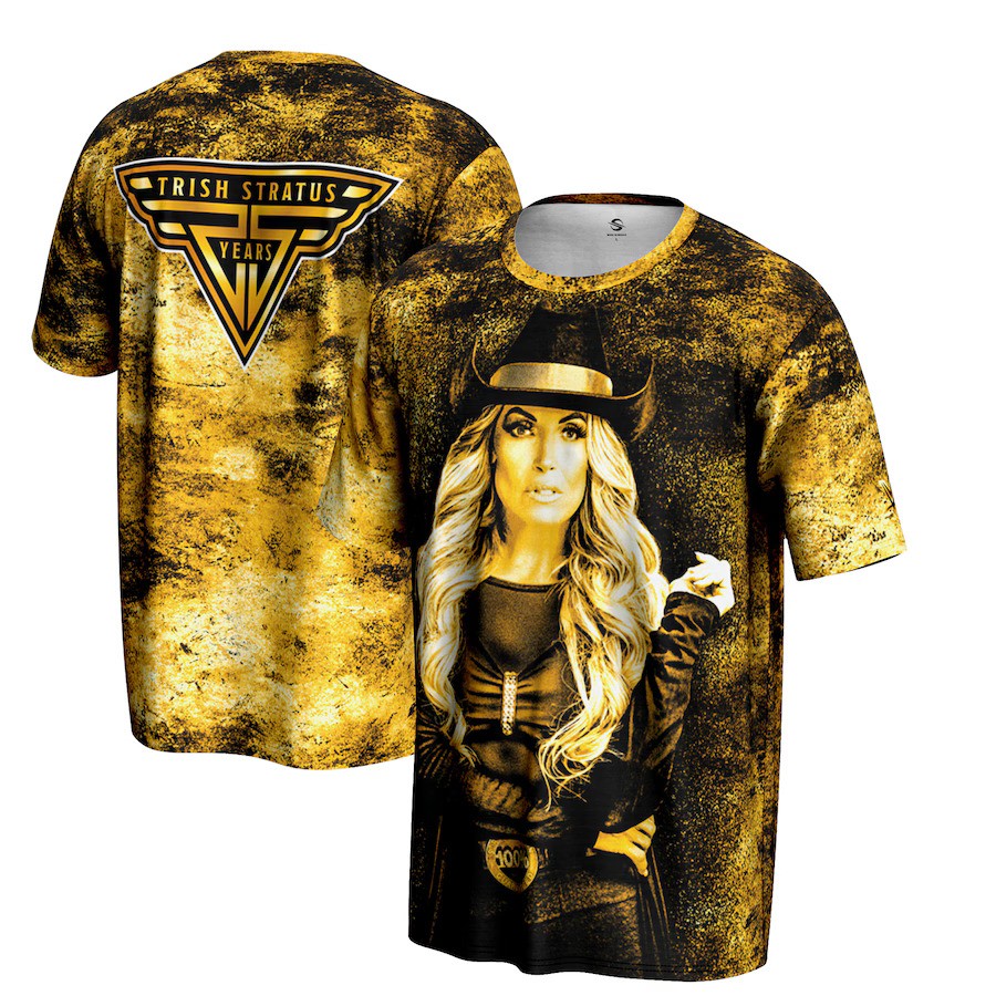 Trish Stratus WWE ProSphere 25 Years T-Shirt – Gold (USA Stock) - UKASSNI