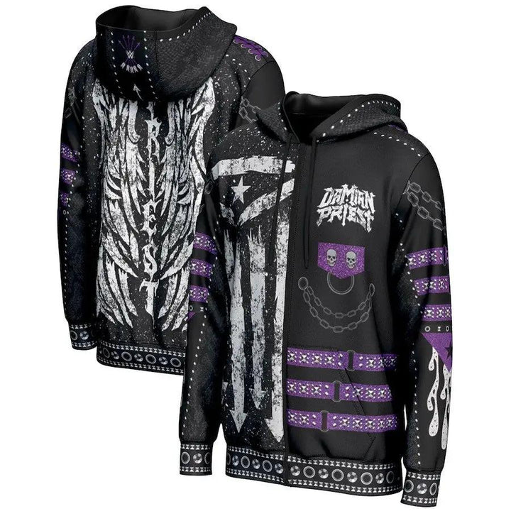 Damian Priest Hoodie - WWE ProSphere Entrance Full-Zip – Black – Large (UK Ready) by Prosphere