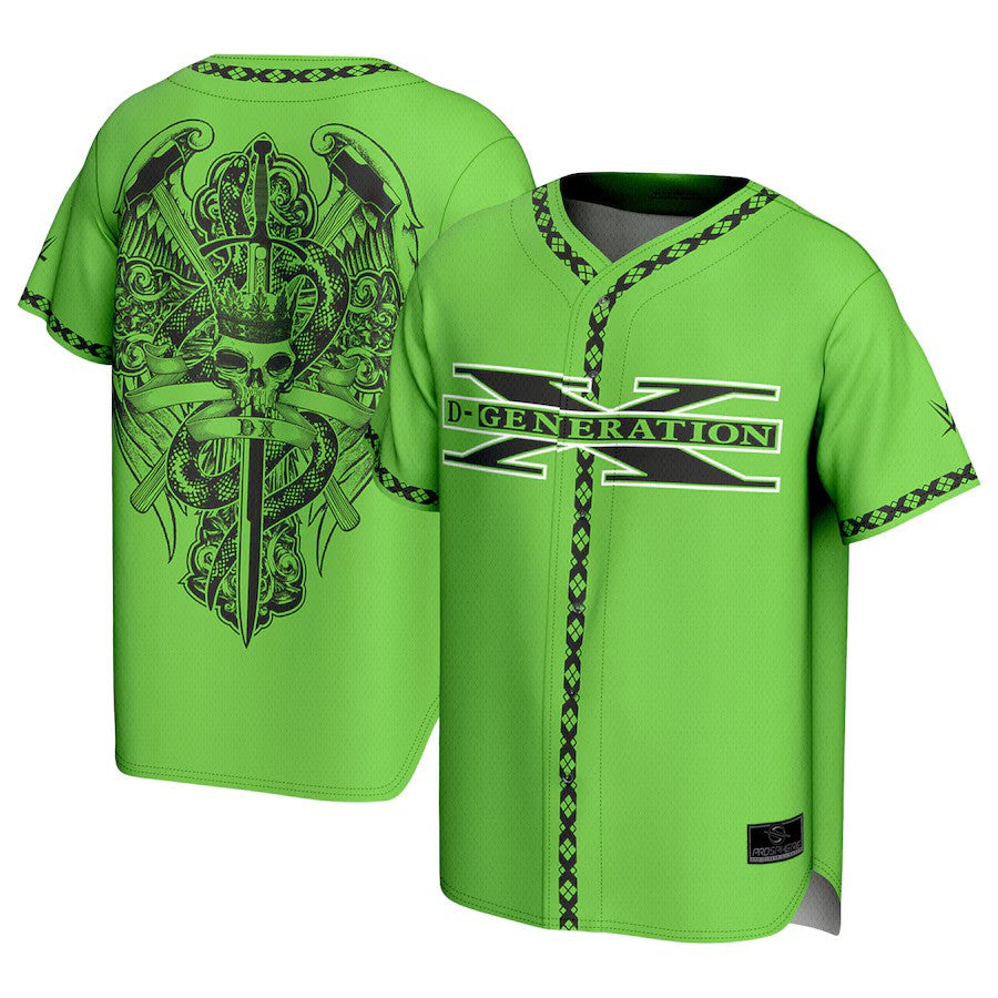 D-Generation X WWE ProSphere Baseball Fashion Jersey – Green (USA Stock) - UKASSNI