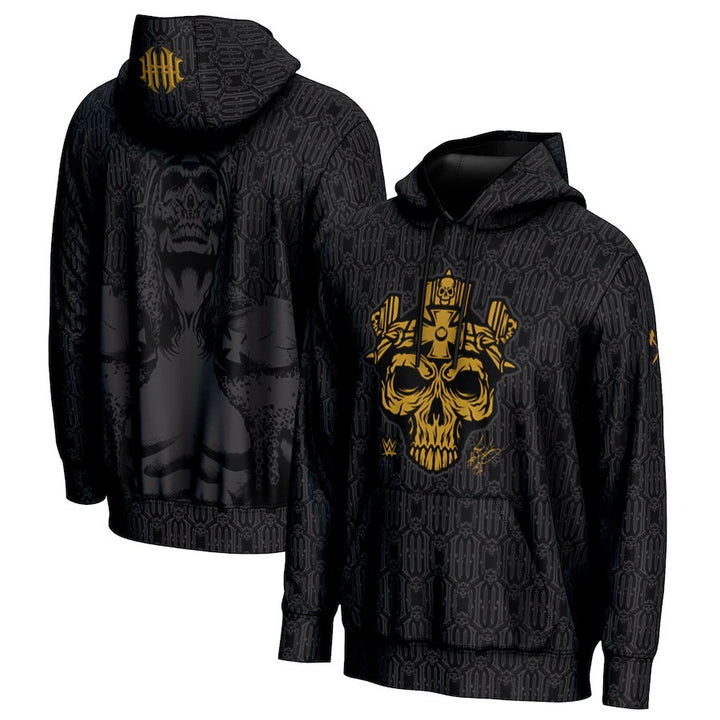 Triple H WWE ProSphere Gold Skull King Pullover Hoodie – Black – 3XL (UK Stock) - UKASSNI