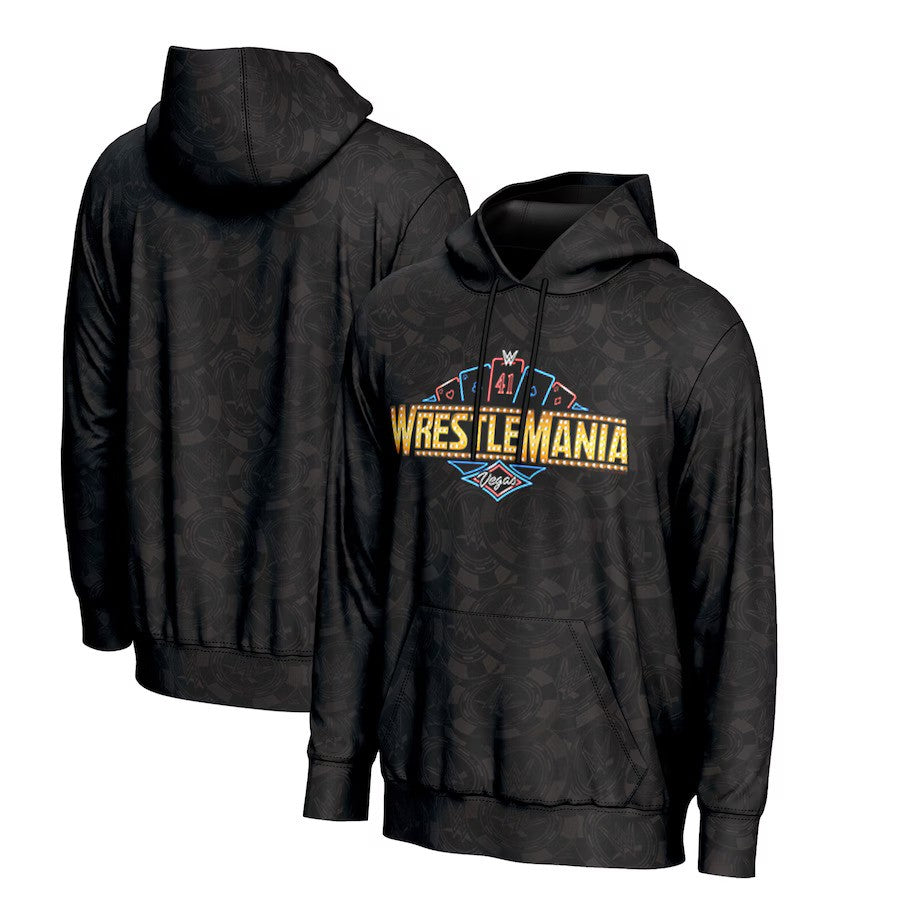 ProSphere WWE WrestleMania 41 Poker Chip Pullover Hoodie - Black - UKASSNI