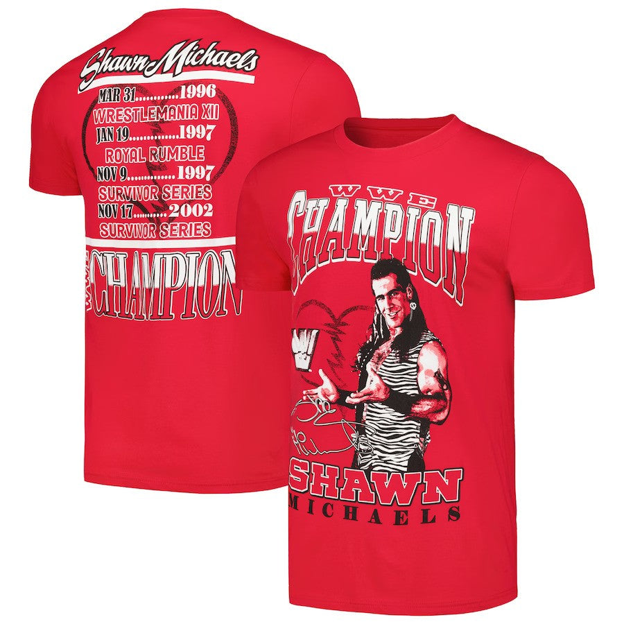 Shawn Michaels WWE Ripple Junction World Champion Graphic T-Shirt - Red - UKASSNI