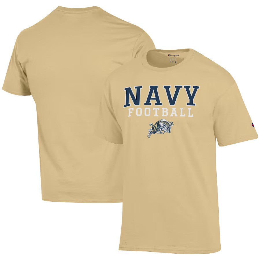 Navy Midshipmen NCAA Champion Football Stack T-Shirt - Gold (USA Stock) - UKASSNI