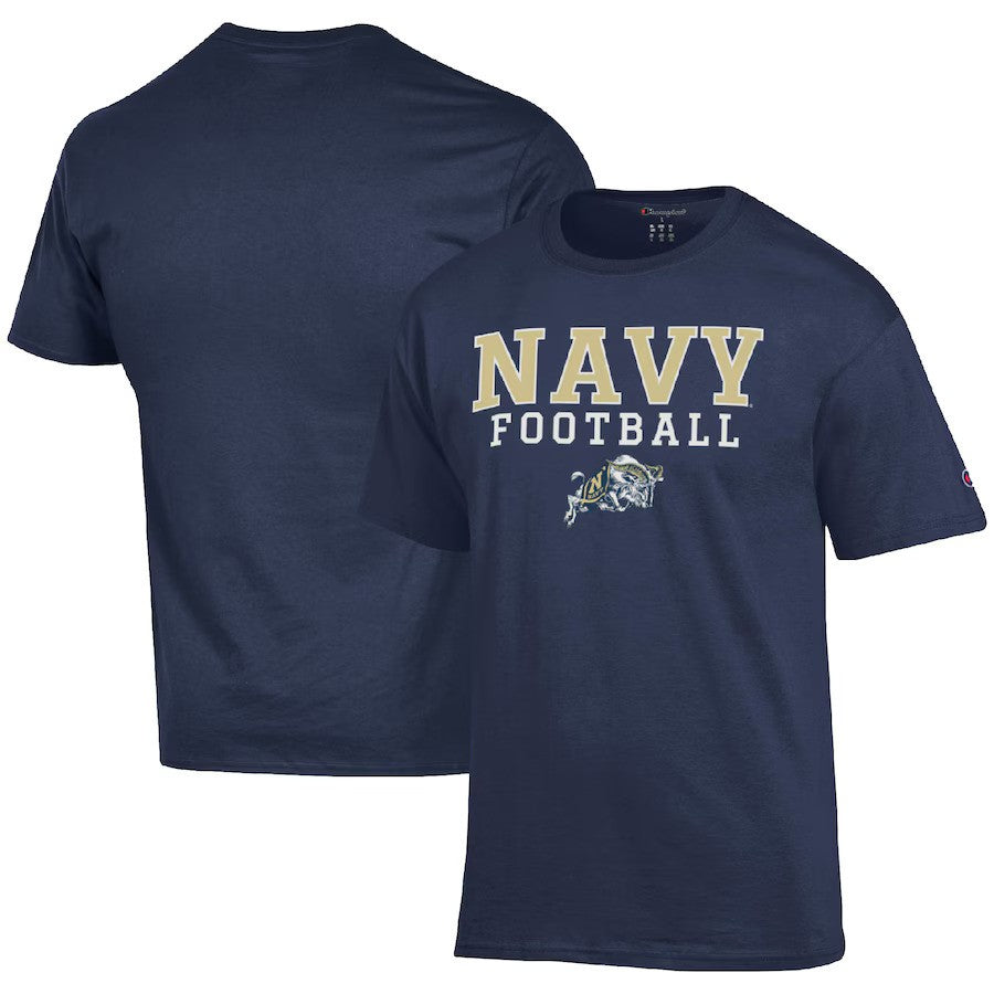 Navy Midshipmen NCAA Champion Football Stack T-Shirt - Navy (USA Stock) - UKASSNI