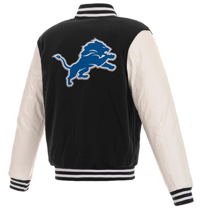 Detroit Lions Jacket – NFL JH Design Reversible – Black/White (USA Sourced) - UKASSNI
