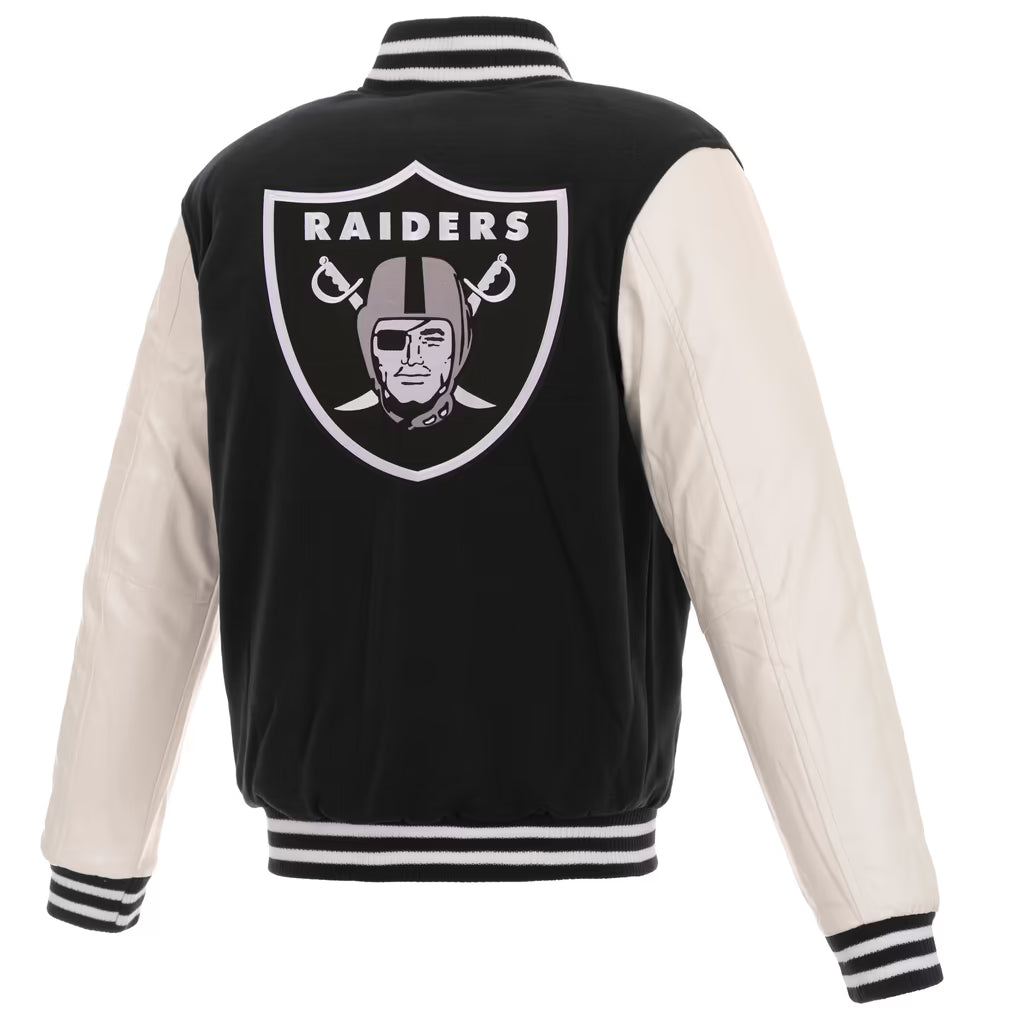 Las Vegas Raiders Jacket – NFL JH Design Reversible – Black/White (USA Sourced)