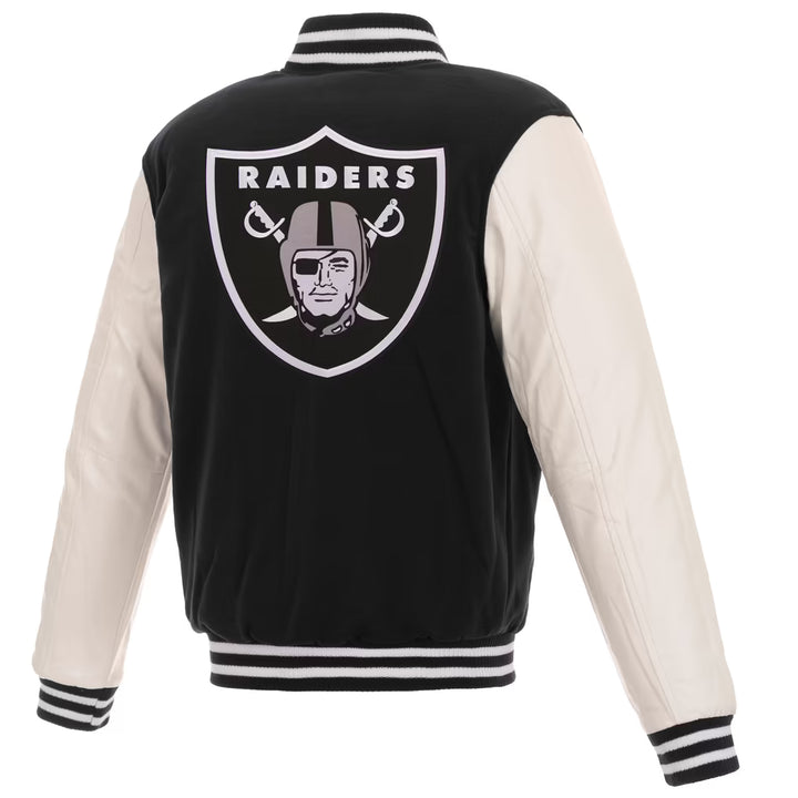Las Vegas Raiders Jacket – NFL JH Design Reversible – Black/White (USA Sourced)