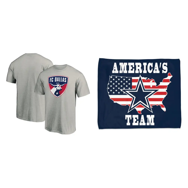 FC Dallas MLS T-Shirt + Dallas Cowboys NFL Towel Bundle – Medium (UK Stock) by UK American Sports Store