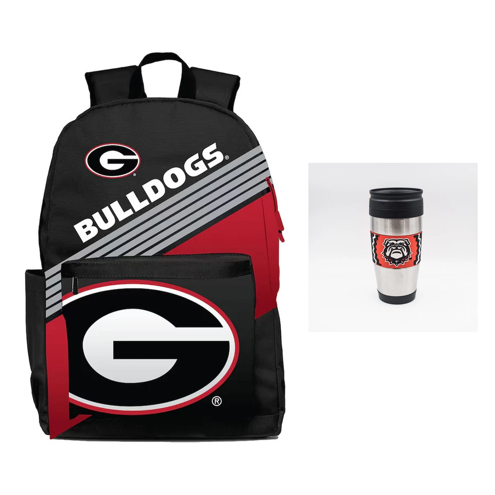 Georgia Bulldogs NCAA Backpack & Travel Mug Bundle – (UK Stock) - UKASSNI