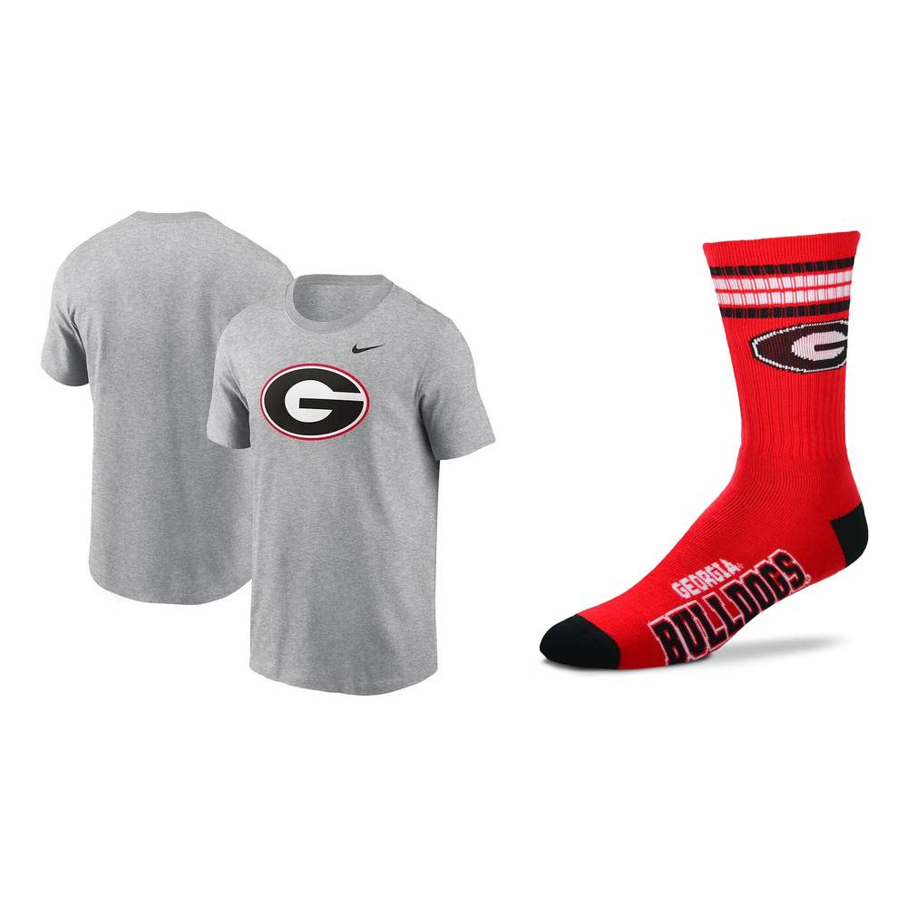 Georgia Bulldogs NCAA Nike Logo T-Shirt & Socks Bundle – (UK Stock) - UKASSNI