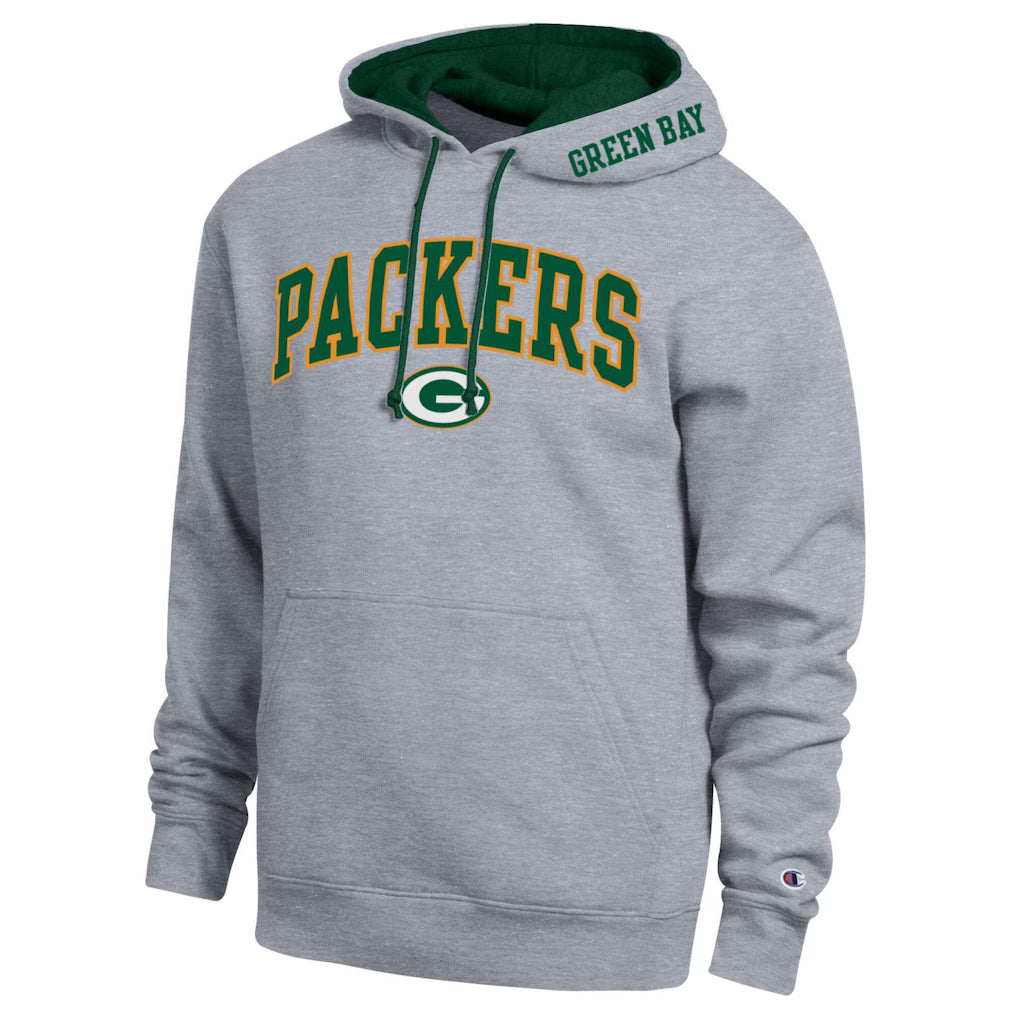 Green Bay Packers Hoodie – NFL Champion Contrast – Heather Gray/Green (USA Sourced)