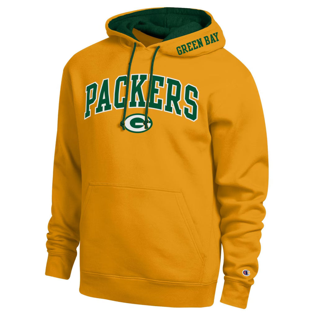 Green Bay Packers Hoodie – NFL Champion Contrast – Gold/Green (USA Sourced)