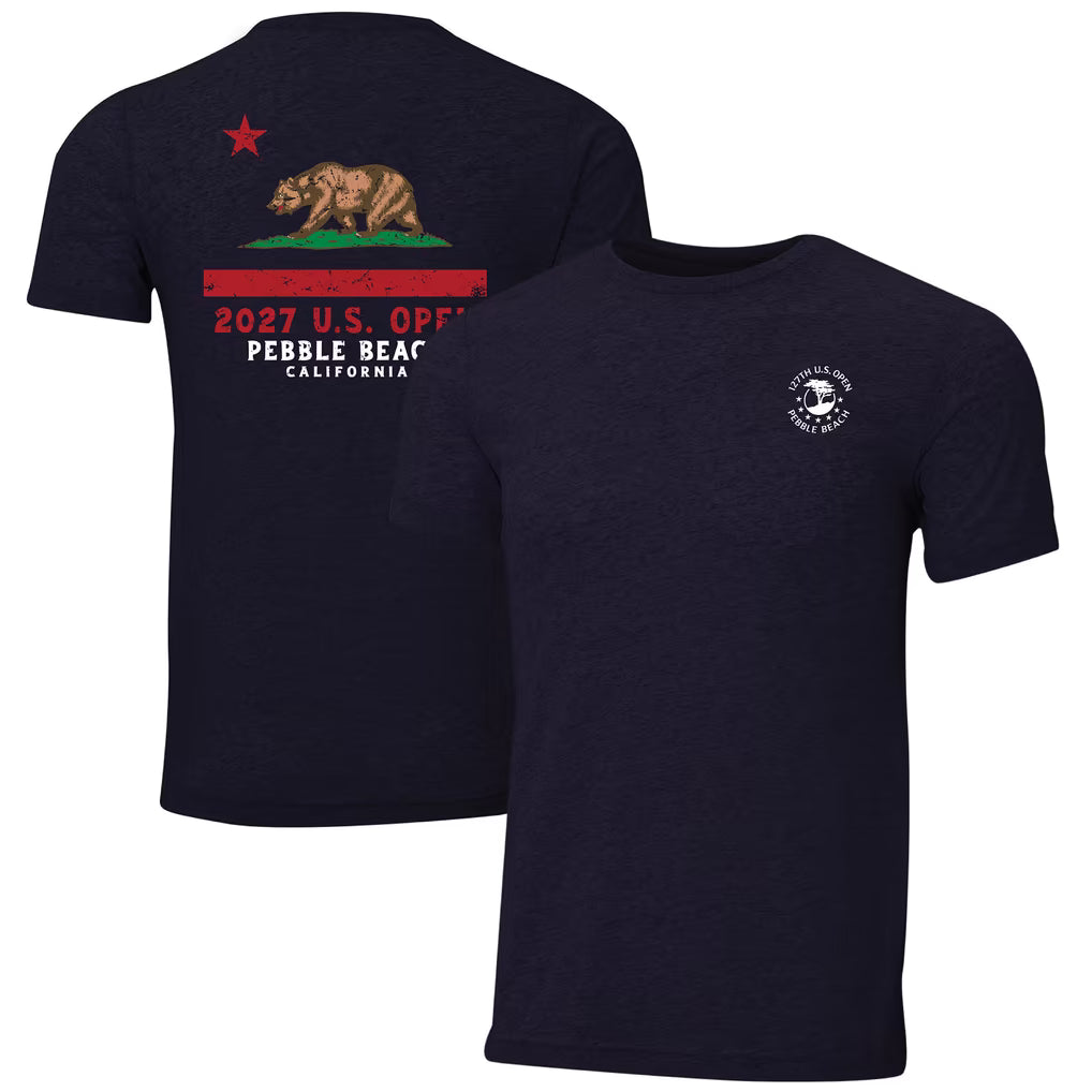 US Open Golf T-Shirt – Ahead 2027 California Bear Tri-Blend – Navy (USA Sourced)