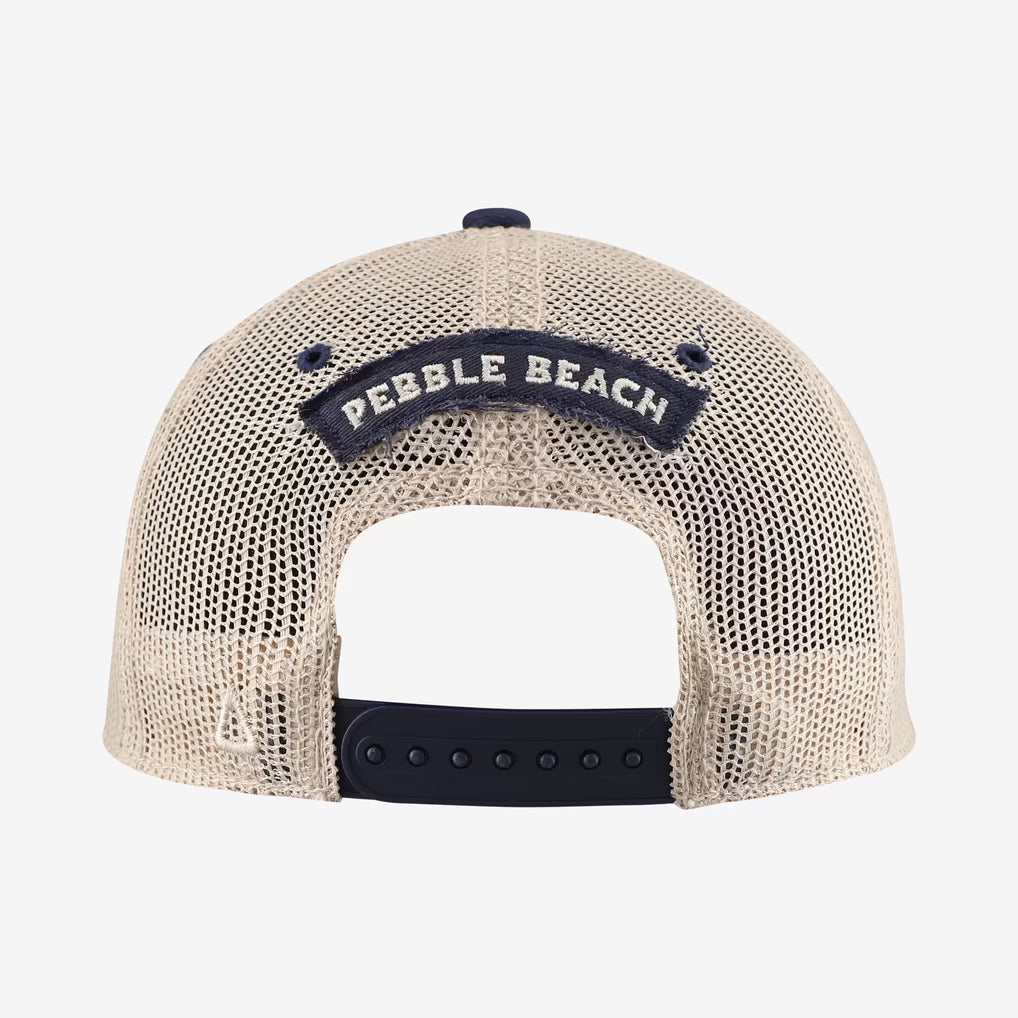 Pebble Beach Golf Hat – Ahead US Open 2027 Heavy Washed Tea Stain – Red/Navy (USA Sourced)