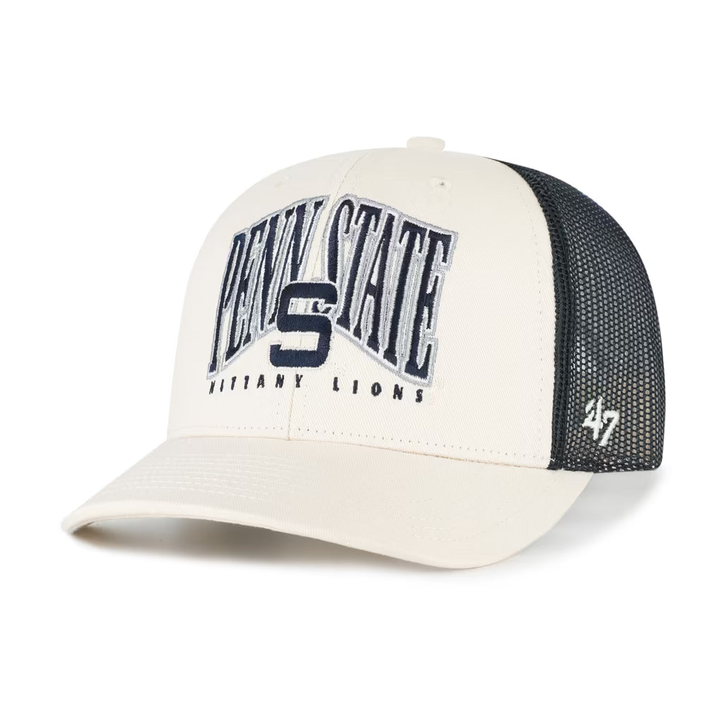 Penn State Nittany Lions Hat – NCAA ‘47 Drawbridge Trucker Adjustable – Natural (USA Sourced)