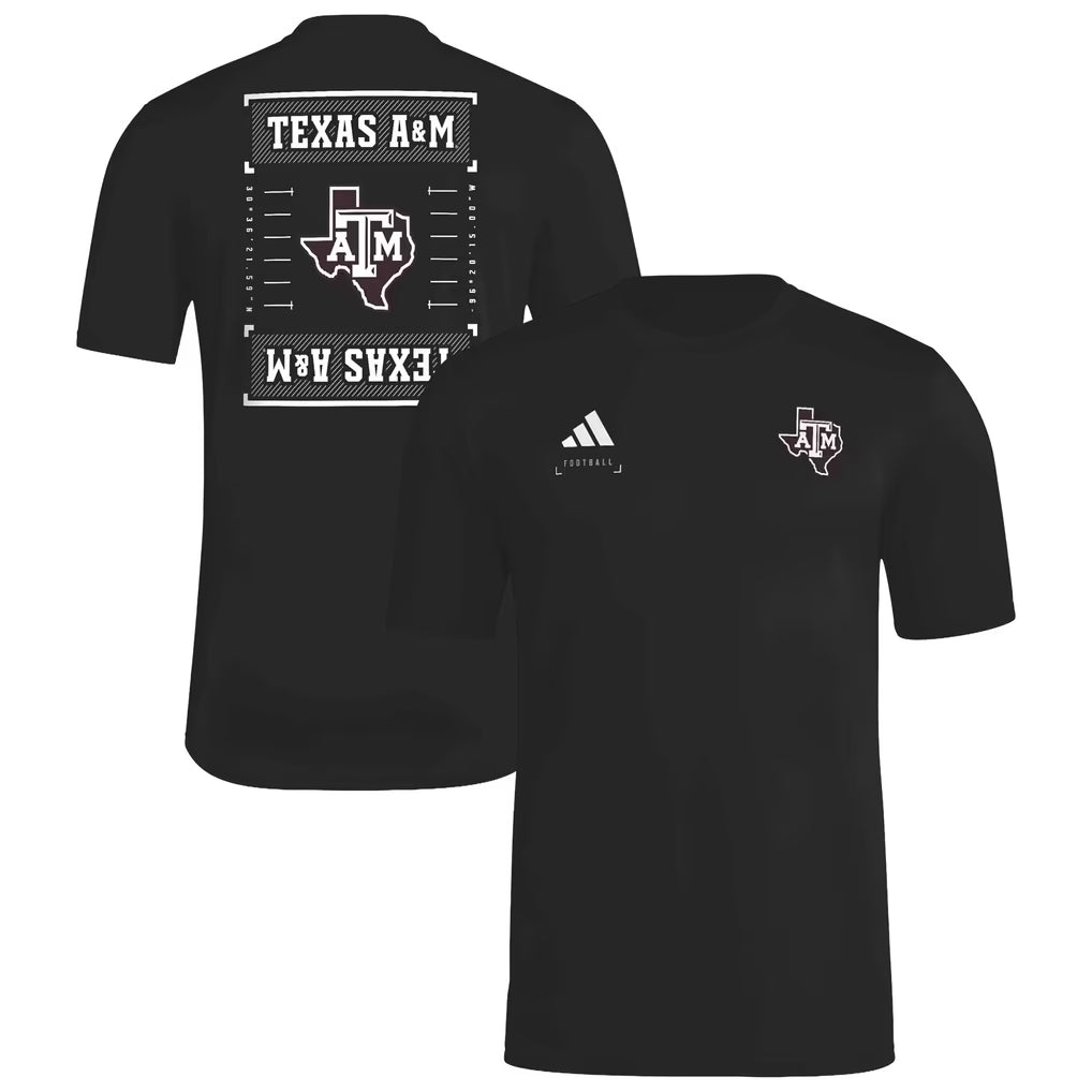Texas A&amp;M Aggies T-Shirt – NCAA adidas Locker Football Icon AEROREADY Pre-Game – 2 Colours (USA Sourced)
