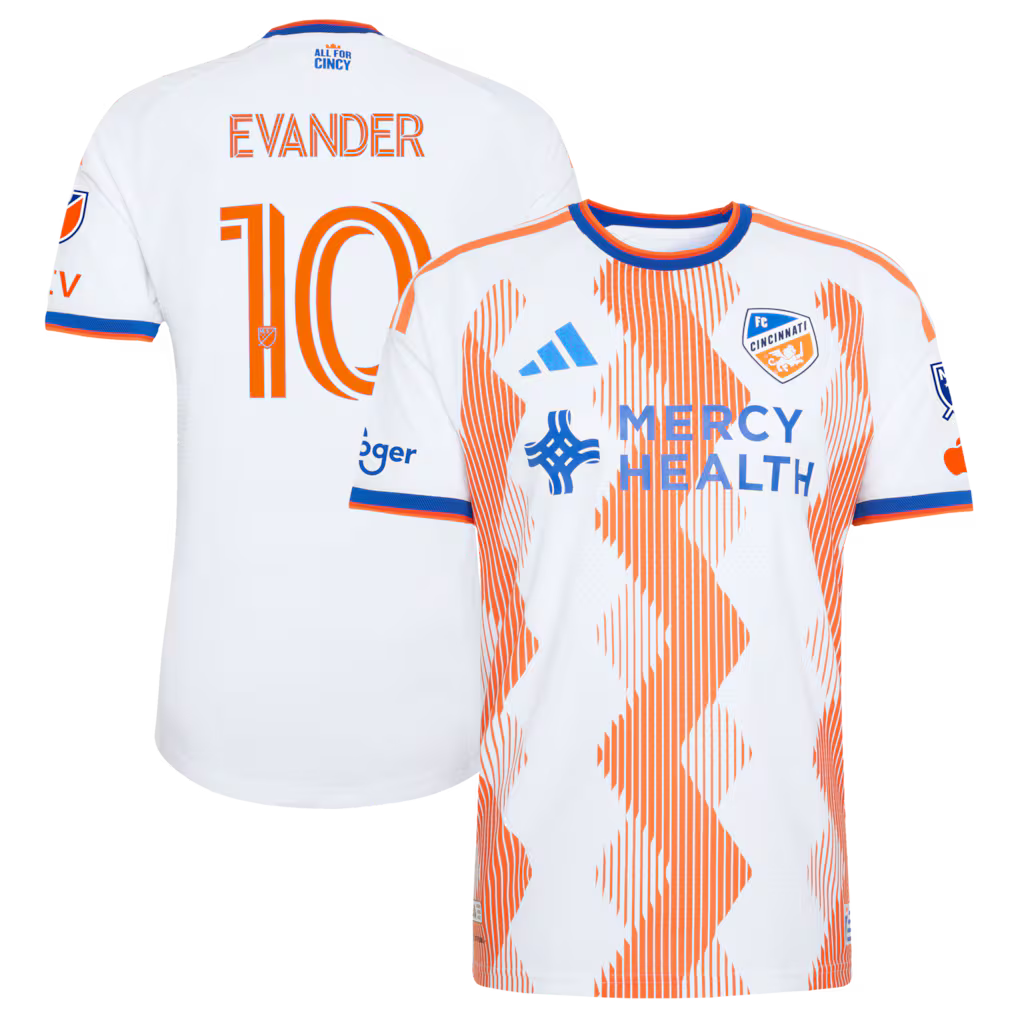 FC Cincinnati MLS Evander da Silva Ferreira adidas 2026 The Seven Hills Kit On-Field Authentic Patch Jersey – White (USA Stock) - UKASSNI