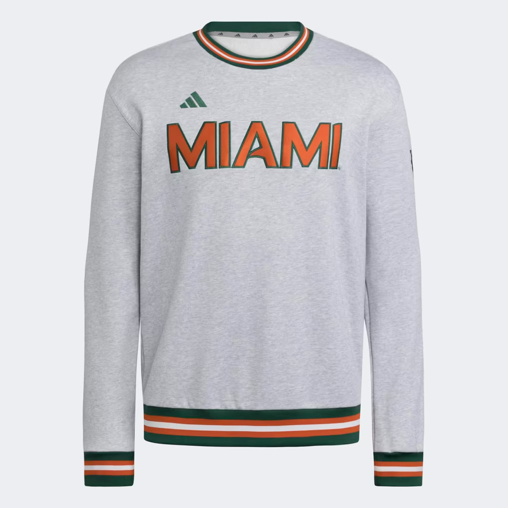 Miami Hurricanes Sweatshirt – NCAA adidas Dugout Collection – Gray (USA Sourced)