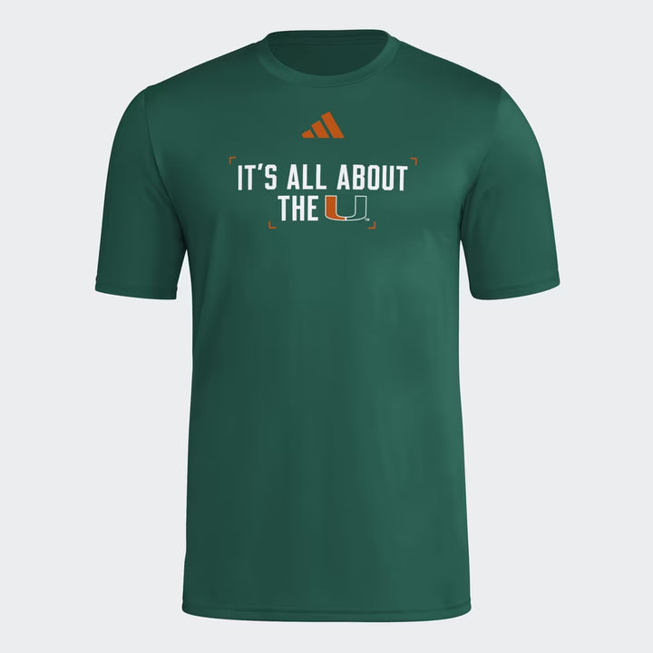 Miami Hurricanes T-Shirt – NCAA adidas Locker Slogan Football Pre-Game – 3 Colours (USA Sourced)