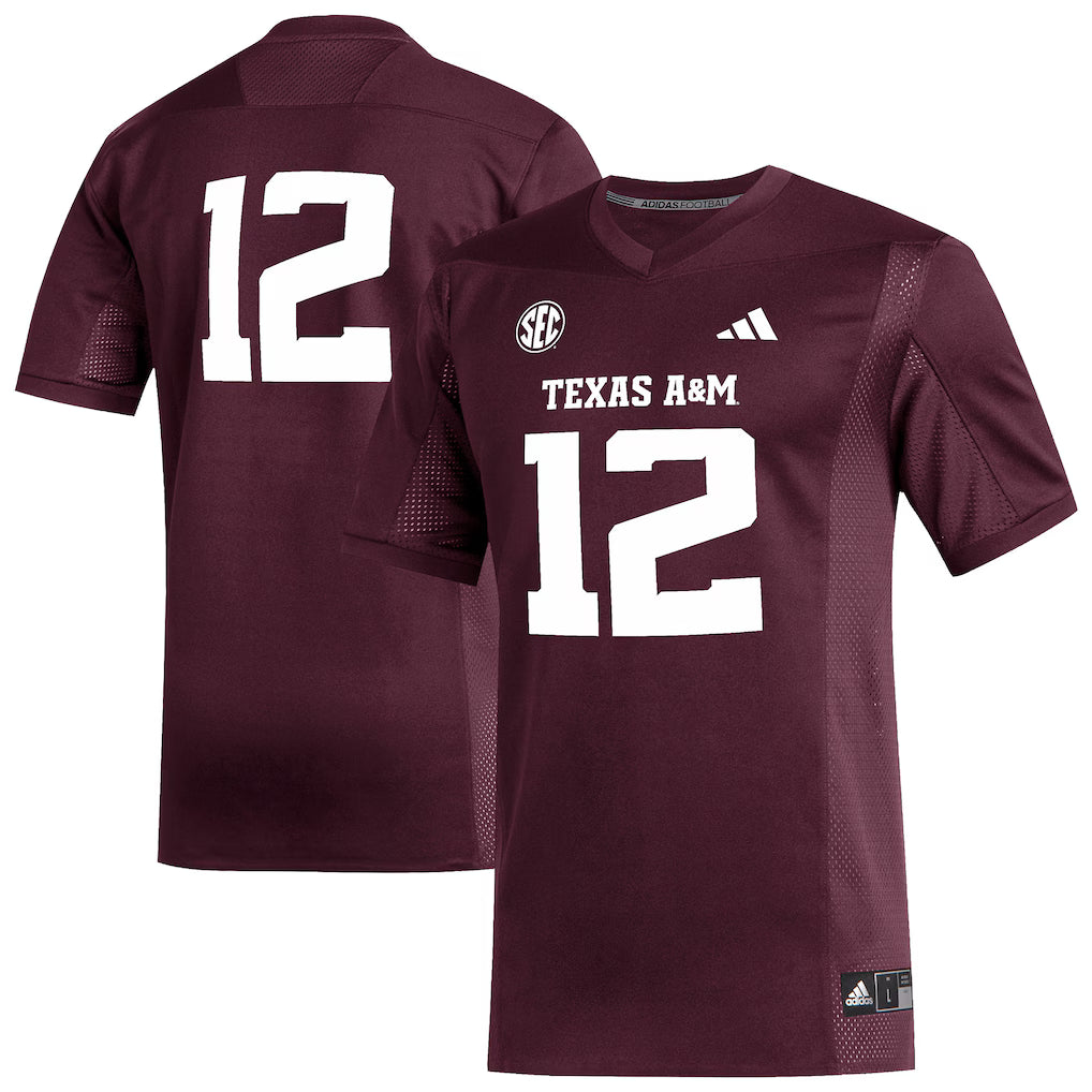 Texas A&M Aggies #12 adidas Replica Football Jersey – Maroon – Size Large (UK Stock) - UKASSNI