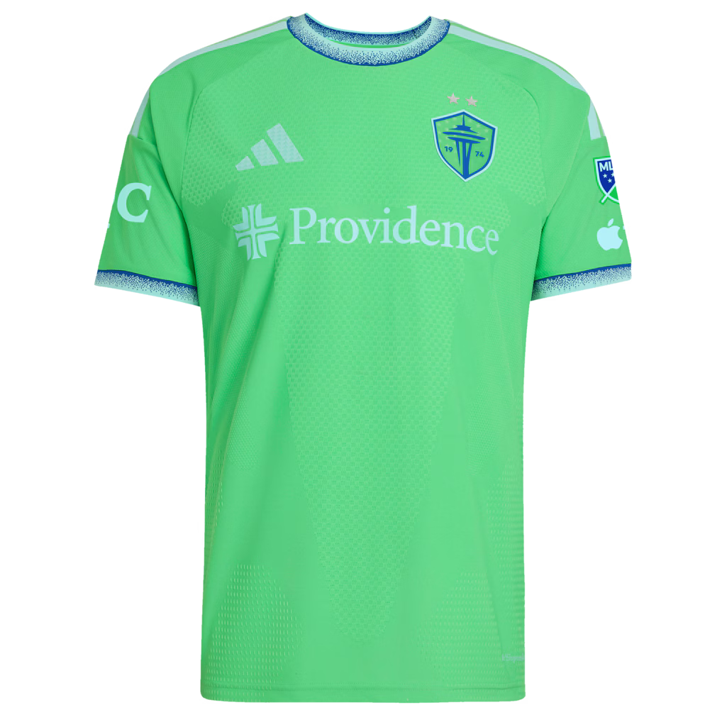 Seattle Sounders FC MLS adidas The Evergreen State Kit On-Field Authentic Patch Jersey – Rave Green (USA Stock) - UKASSNI