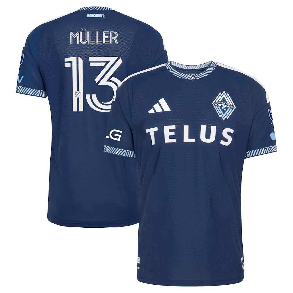 Vancouver Whitecaps FC Thomas Müller Jersey - MLS adidas 2026 The Coastal On-Field Authentic Patch – Blue (USA Sourced)