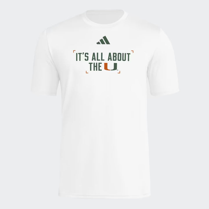 Miami Hurricanes T-Shirt – NCAA adidas Locker Slogan Football Pre-Game – 3 Colours (USA Sourced)