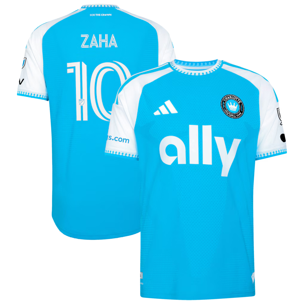 Charlotte FC MLS Wilfried Zaha adidas 2026 Carolina Kit Crowns Up On-Field Authentic Patch Jersey - Blue (USA Stock)