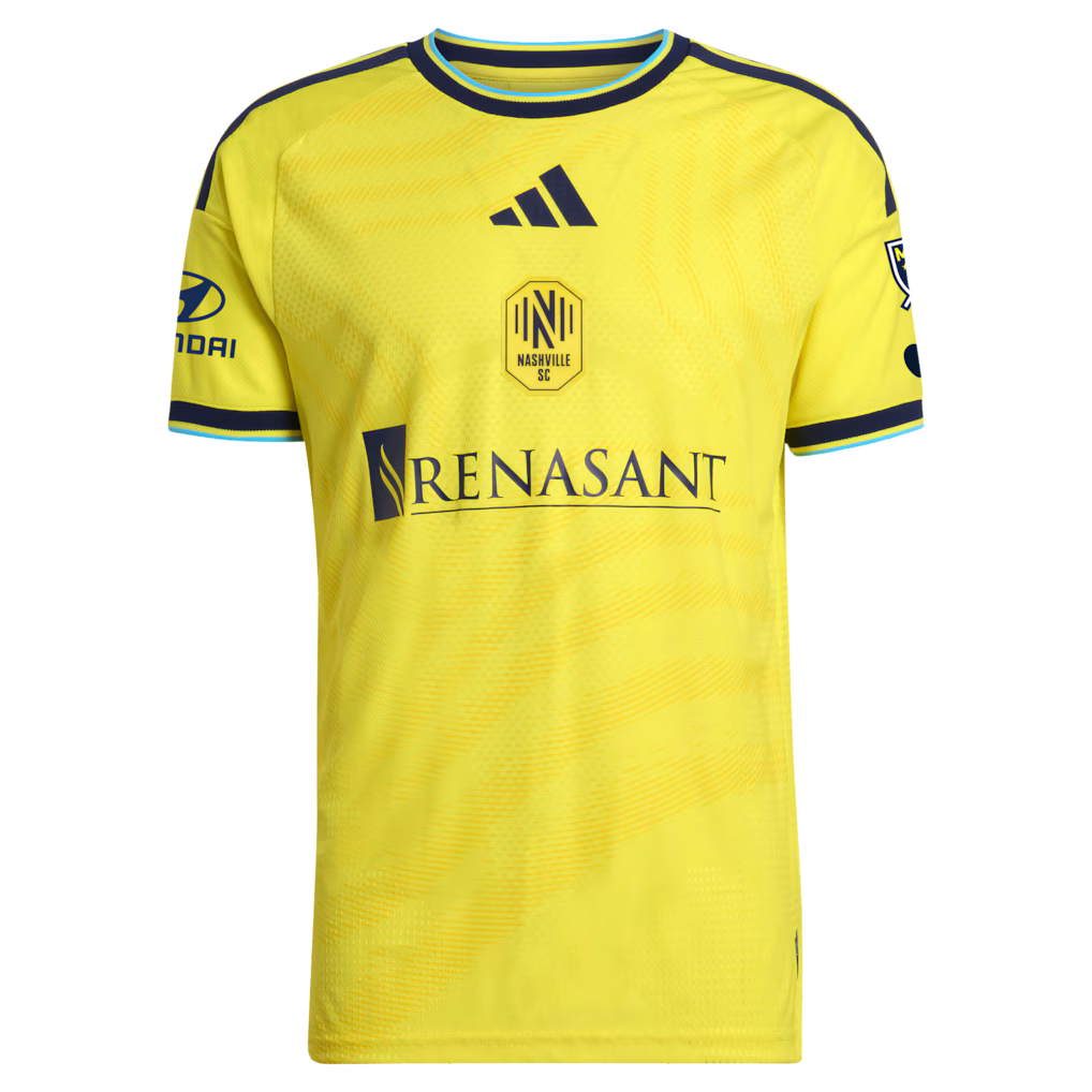 Nashville SC MLS adidas 2026 The Reverb Kit On-Field Authentic Patch Jersey – Yellow (USA Stock) - UKASSNI