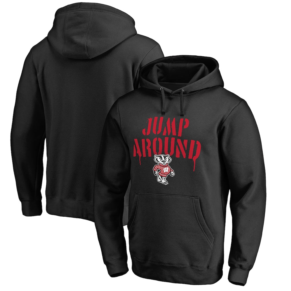 Wisconsin Badgers NCAA Fanatics Branded Hometown Collection Jump Around Pullover Hoodie – Black (USA Stock) - UKASSNI