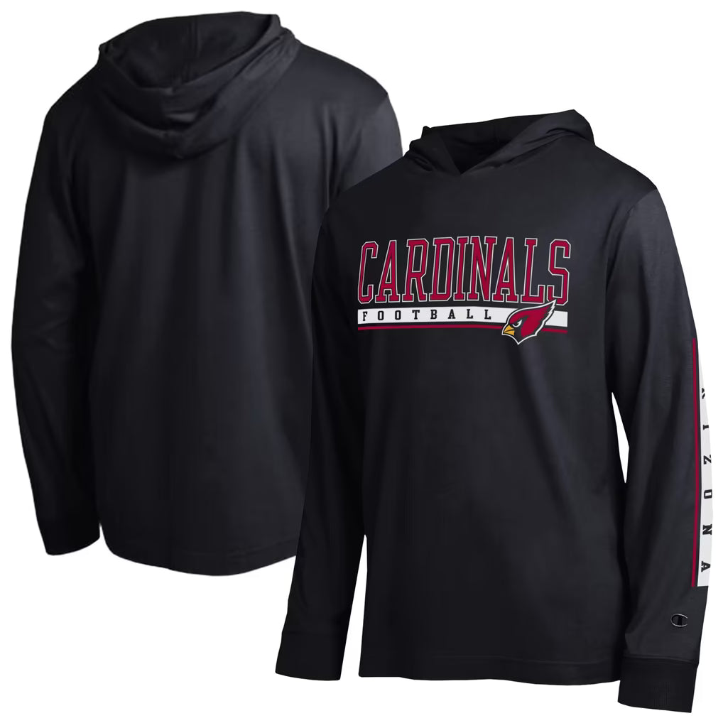 Arizona Cardinals Hooded T-Shirt – NFL Champion All Star – Black (USA Sourced)