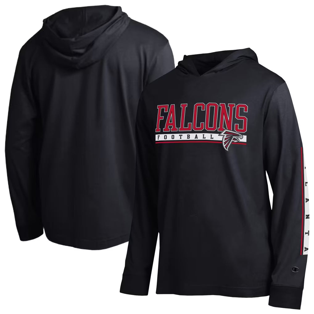 Atlanta Falcons Hooded T-Shirt – NFL Champion All Star – Black (USA Sourced)