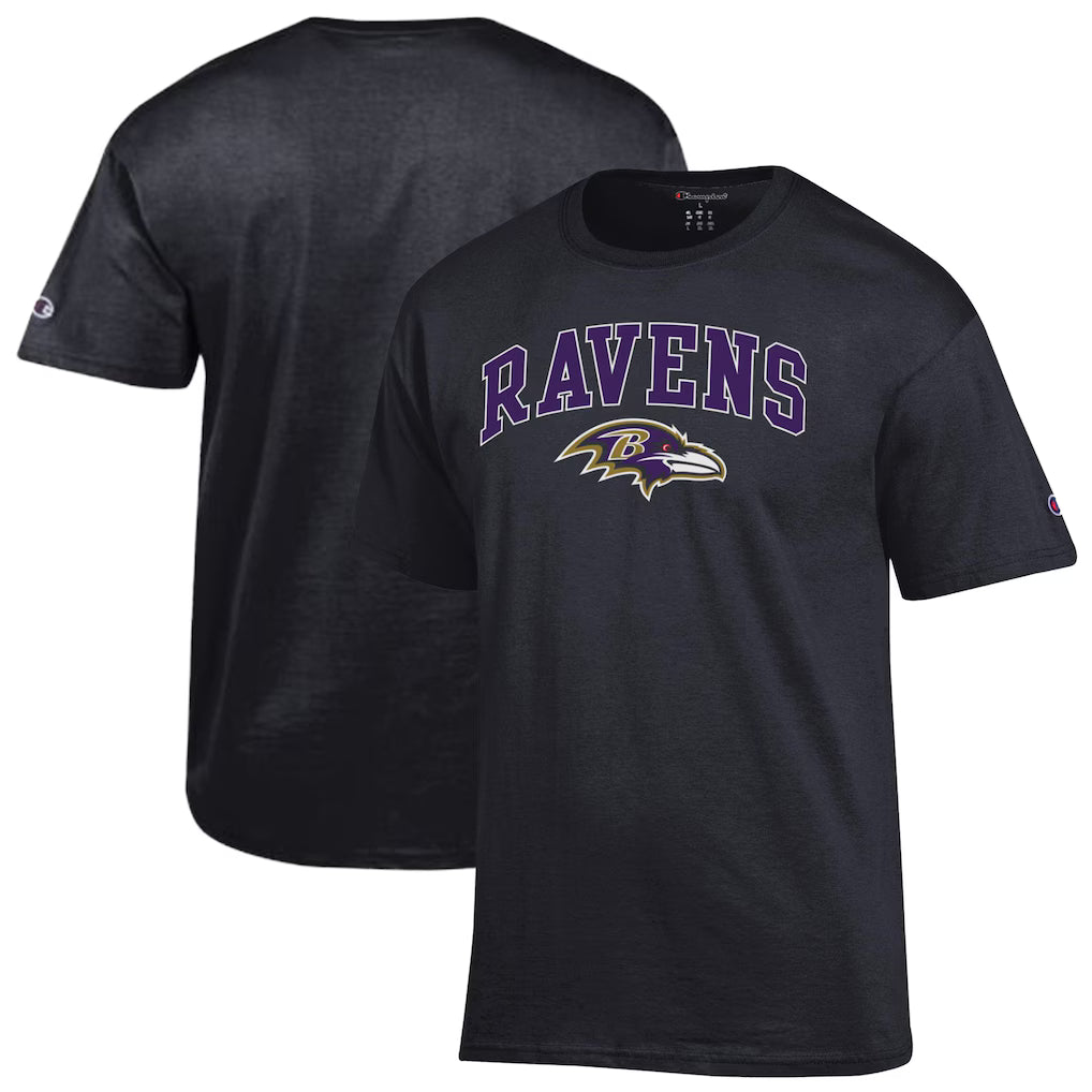 Baltimore Ravens NFL Champion Arch Over Logo T-Shirt – Black – (USA Stock)