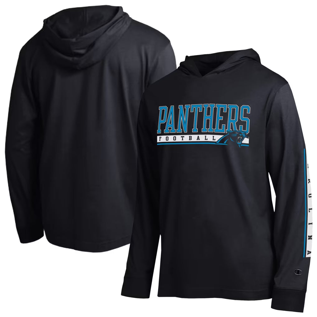 Carolina Panthers Hooded T-Shirt – NFL Champion All Star – Black (USA Sourced)