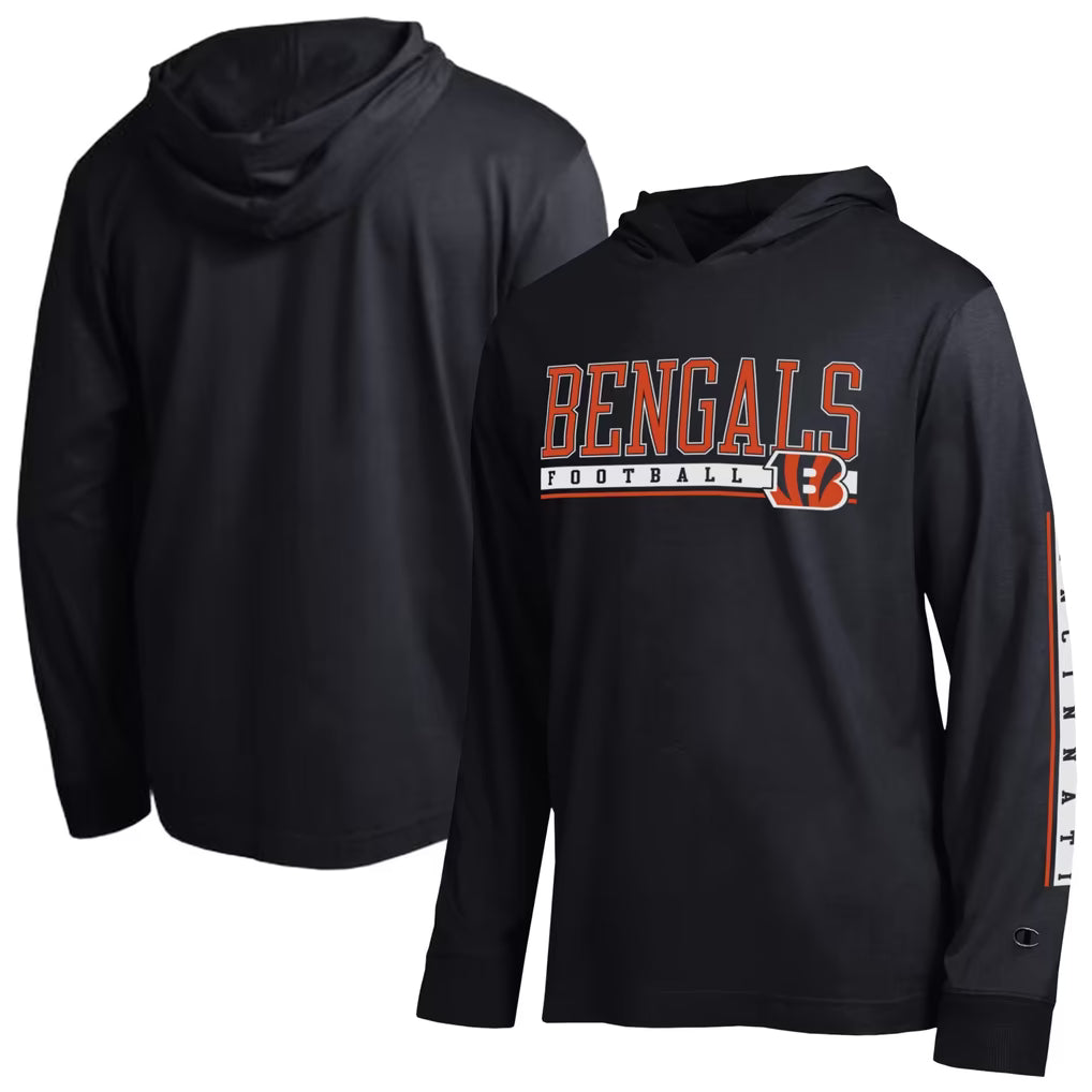 Cincinnati Bengals Hooded T-Shirt – NFL Champion All Star – Black (USA Sourced)