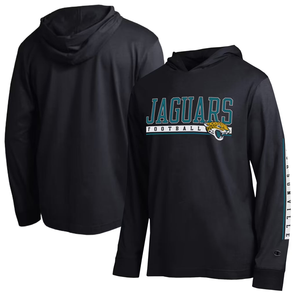 Jacksonville Jaguars Hooded T-Shirt – NFL Champion All Star – Black (USA Sourced)