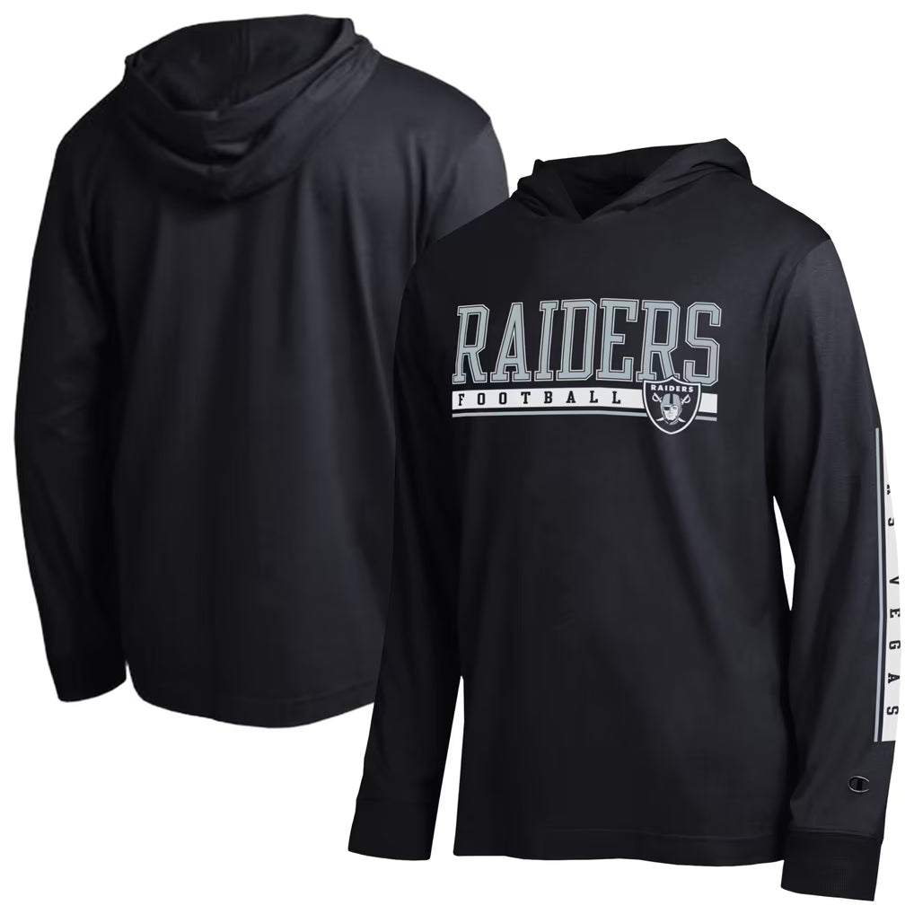 Las Vegas Raiders Hooded T-Shirt – NFL Champion All Star – Black (USA Sourced)