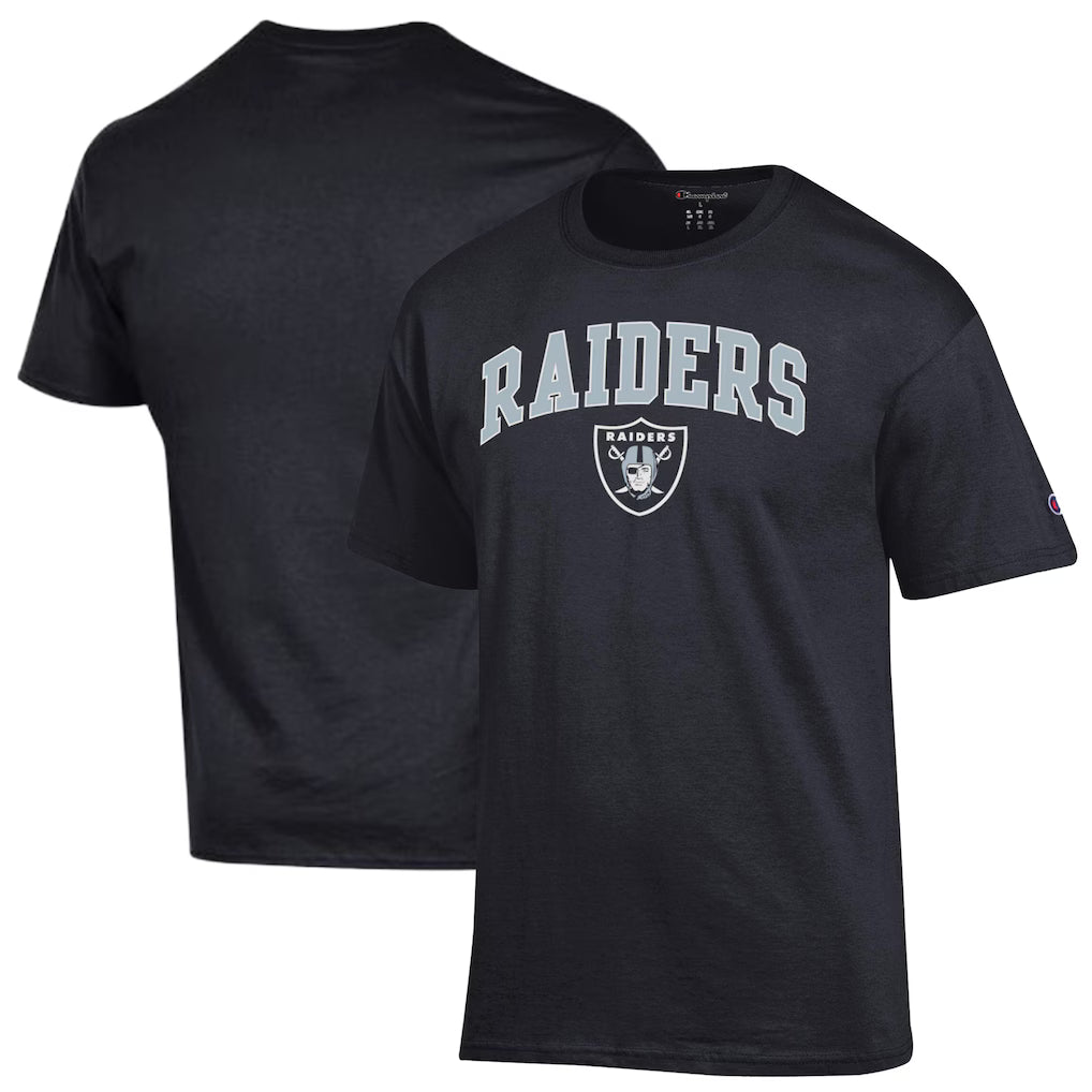 Las Vegas Raiders NFL Champion Arch Over Logo T-Shirt – Black – (USA Stock)