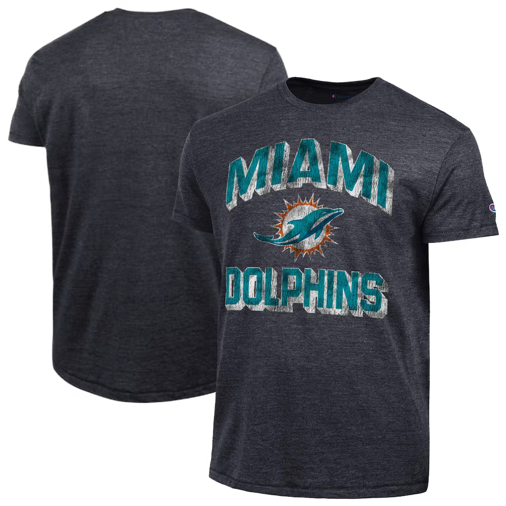 Miami Dolphins NFL Champion Ultimate Tri-Blend T-Shirt - Black (USA Stock) - UKASSNI