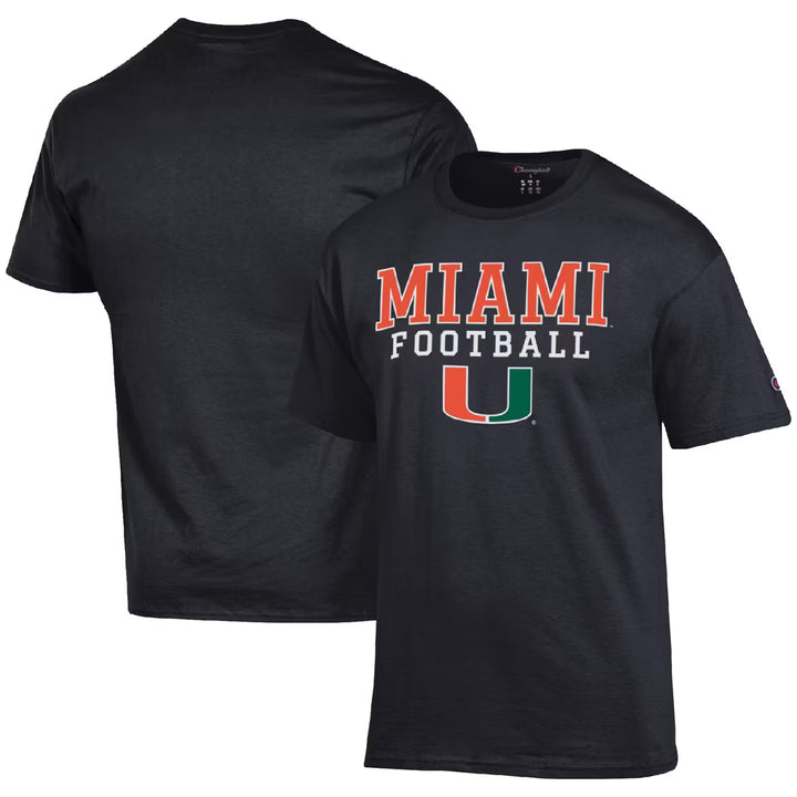 Miami Hurricanes T-Shirt – NCAA Champion Football Stack – 4 Colours (USA Sourced)