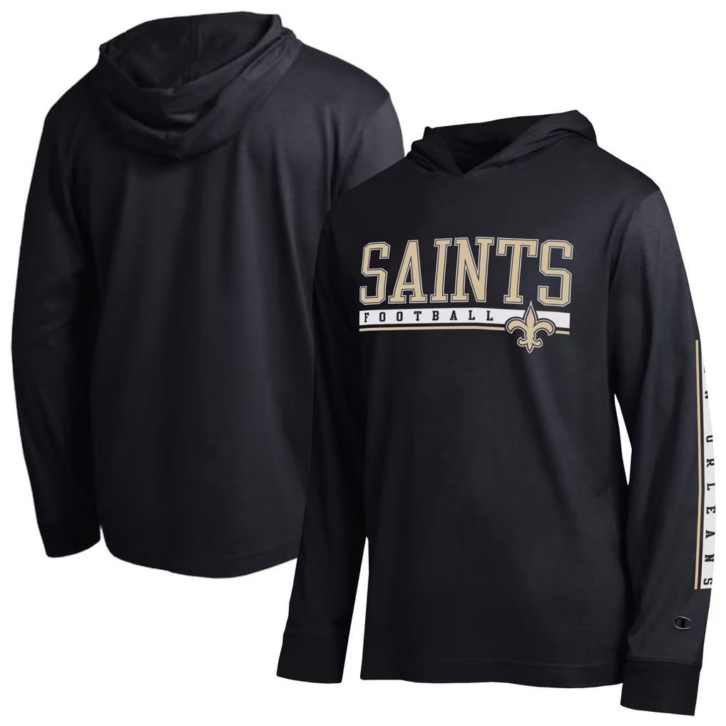 New Orleans Saints Hooded T-Shirt – NFL Champion All Star – Black (USA Sourced)