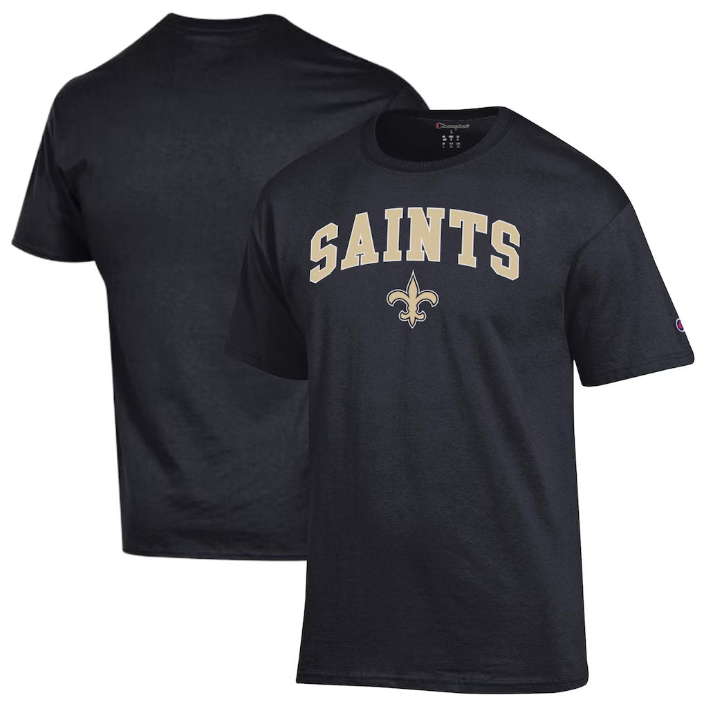 New Orleans Saints NFL Champion Arch Over Logo T-Shirt – Black – (USA Stock)