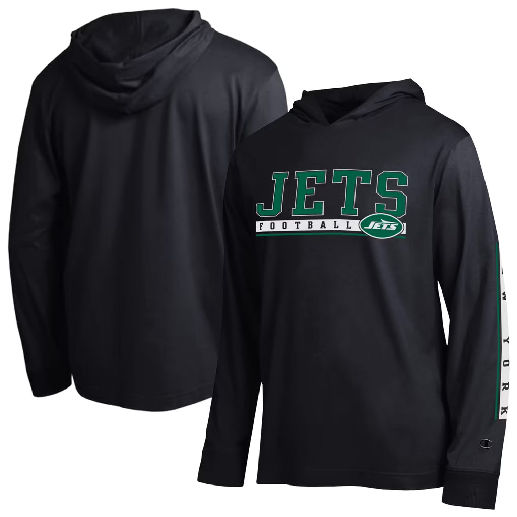 New York Jets Hooded T-Shirt – NFL Champion All Star – Black (USA Sourced)