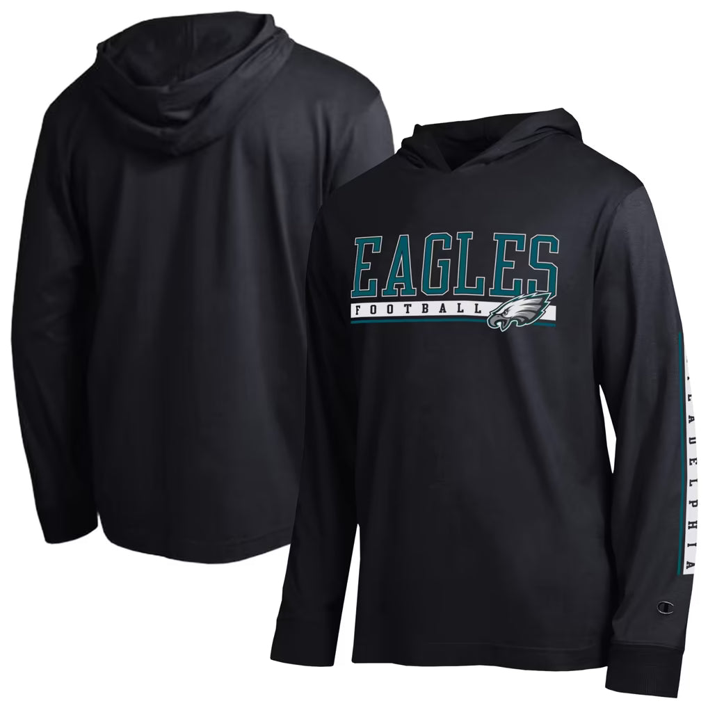 Philadelphia Eagles Hooded T-Shirt – NFL Champion All Star – Black (USA Sourced)
