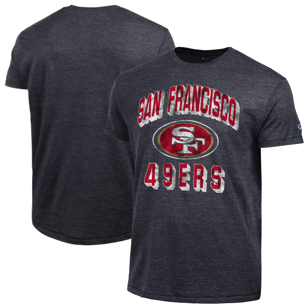 San Francisco 49ers NFL Champion Ultimate Tri-Blend T-Shirt – Black (USA Stock) - UKASSNI
