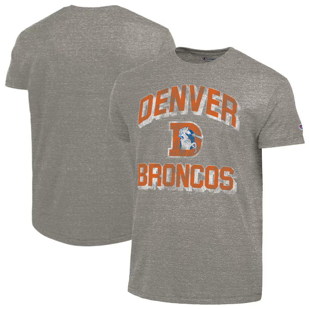 Denver Broncos NFL Champion Ultimate Tri-Blend T-Shirt – Charcoal (USA Stock) - UKASSNI