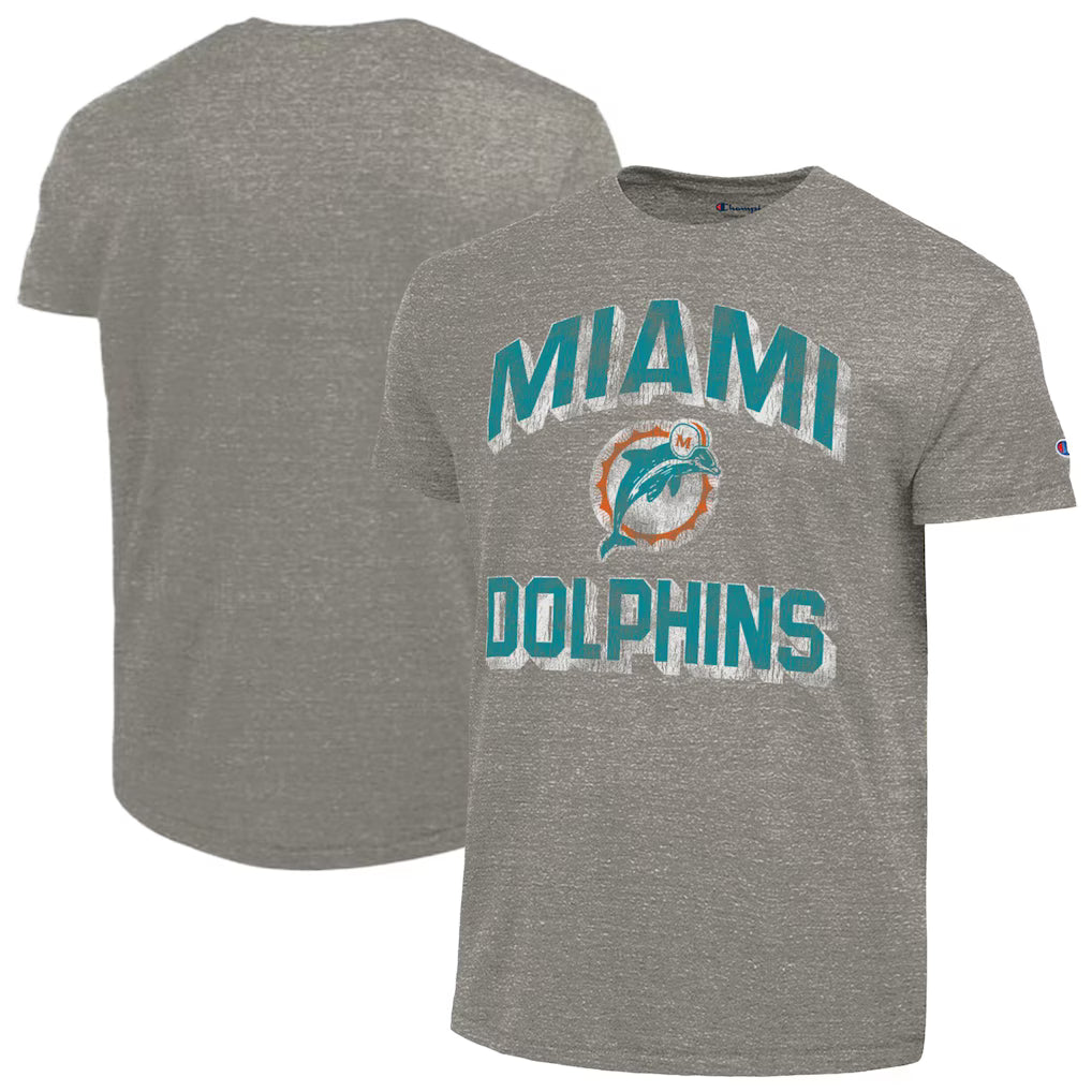 Miami Dolphins NFL Champion Ultimate Tri-Blend T-Shirt - Charcoal (USA Stock) - UKASSNI