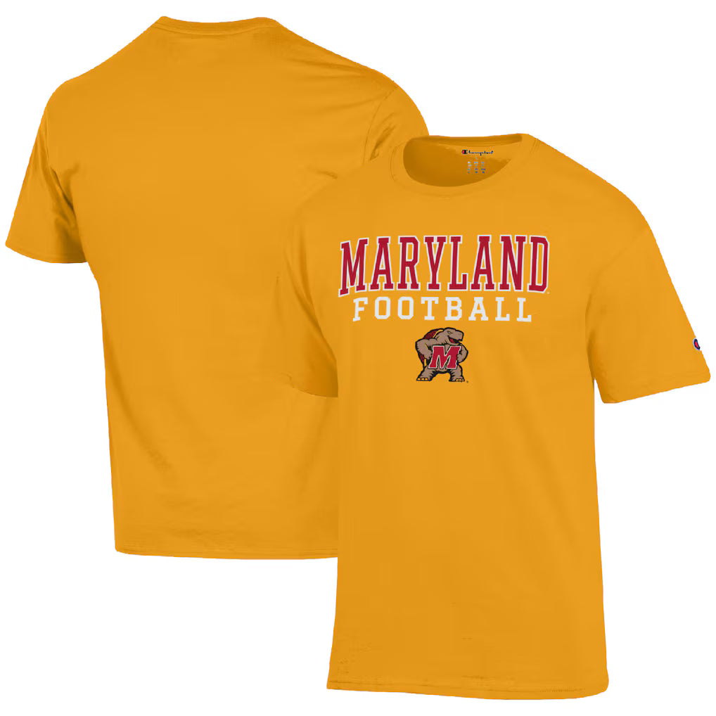 Maryland Terrapins NCAA Champion Football Stack T-Shirt – Gold (USA Stock) - UKASSNI