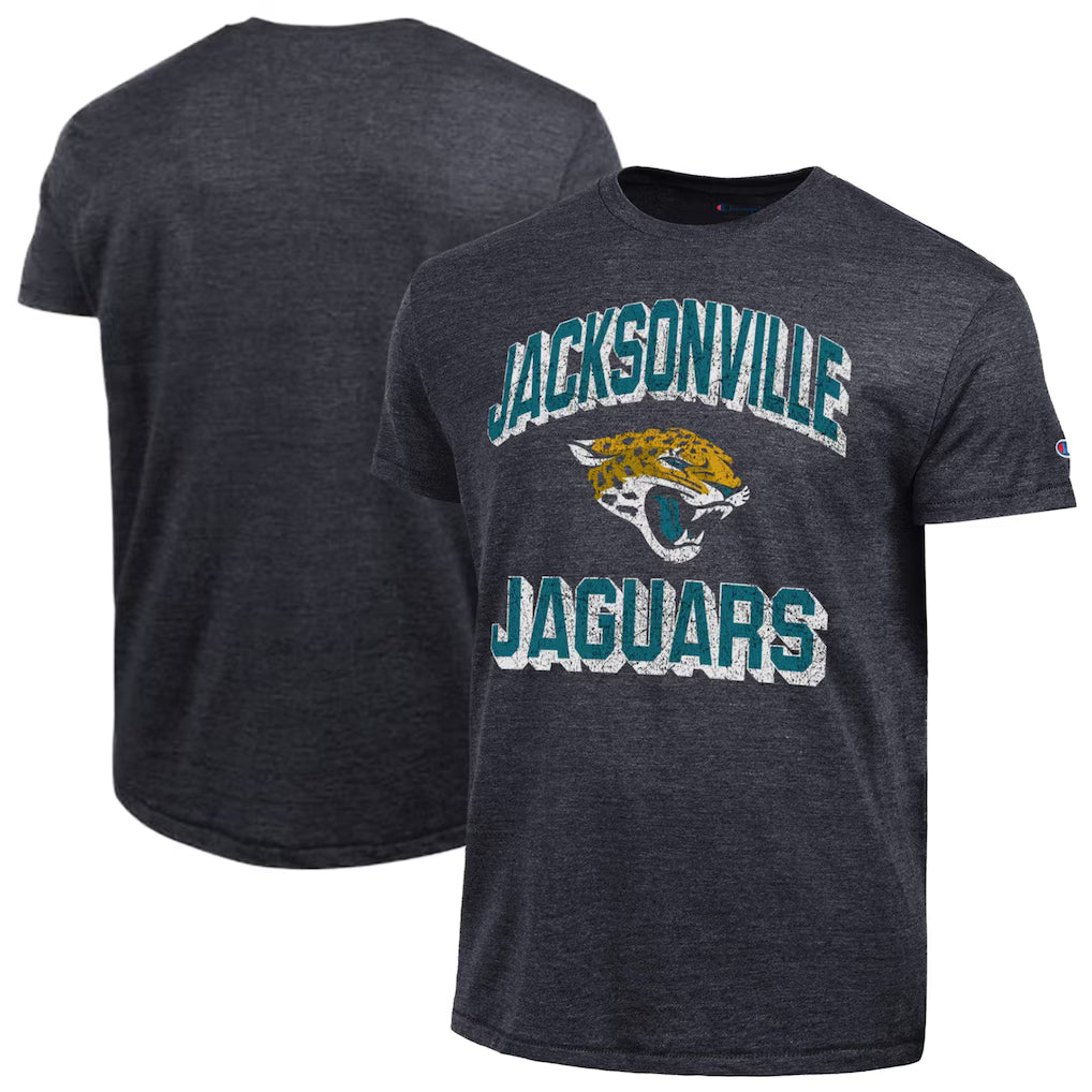 Jacksonville Jaguars NFL Champion Ultimate Tri-Blend T-Shirt - Heather Black (USA Stock) - UKASSNI